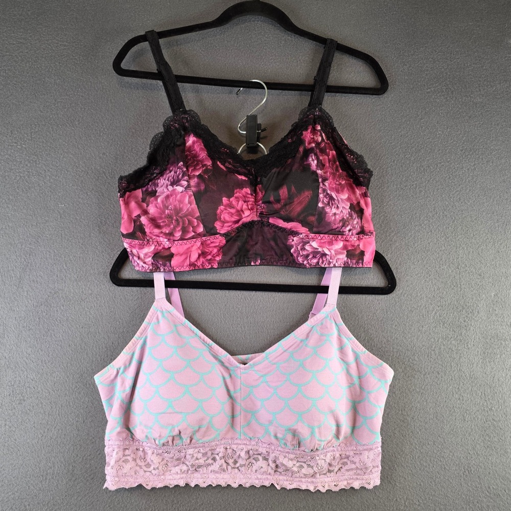 Torrid Curve Bralette Bundle 2pk Floral Mermaid Scale Lace Trim Size 2 Plus